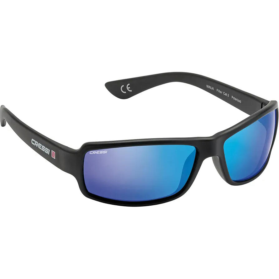 CRESSI Ninja Sunglasses-Gafas de sol Polarizadas Unisex, Lentes Antirreflejos, Protección Hidrófuga y Rayos UV, ideales para el Mar, la Pesca y la Náutica, Lentes reflejado azul