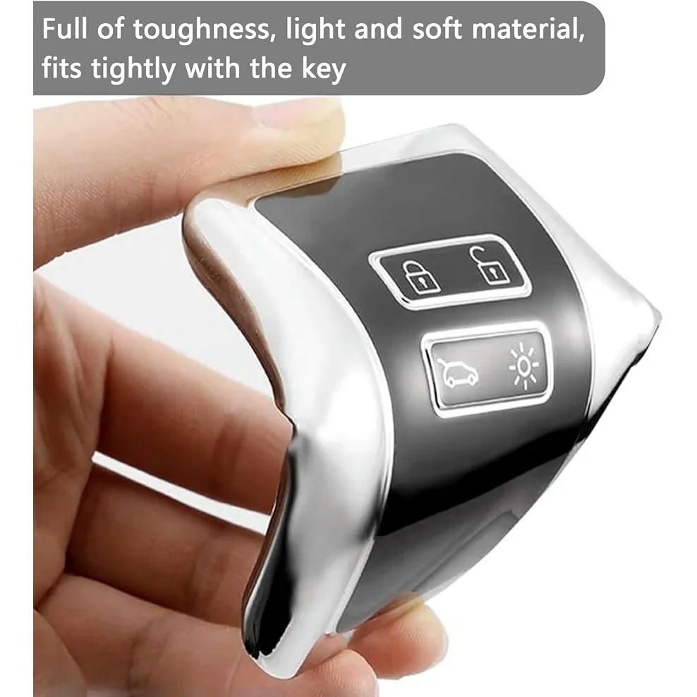 Funda de Llave para Coche Renault, Carcasa de Control Remoto con 4 Botones, Funda de TPU y Llavero de Cuero para Protección de Llave de Automóvil