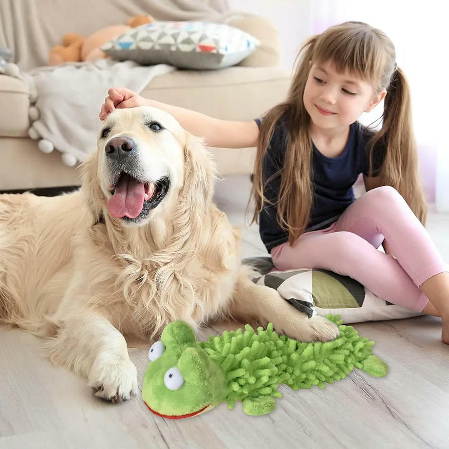Juguete de Peluche para Perros Vera, Juguete Chirriante para Cachorros, Masticar y Jugar, Interactivo, Compatible con Todas las Razas, Color Verde