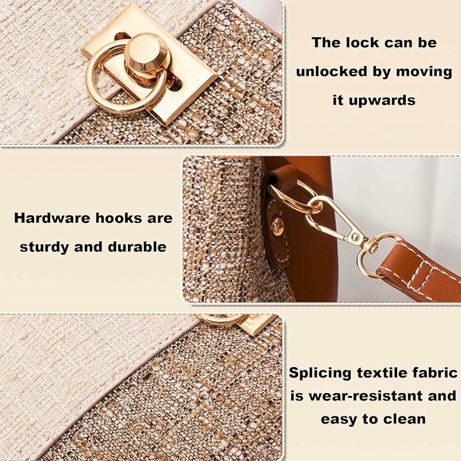 Bolso de hombro pequeño para mujer con correa ajustable y diseño elegante (marrón, beige)