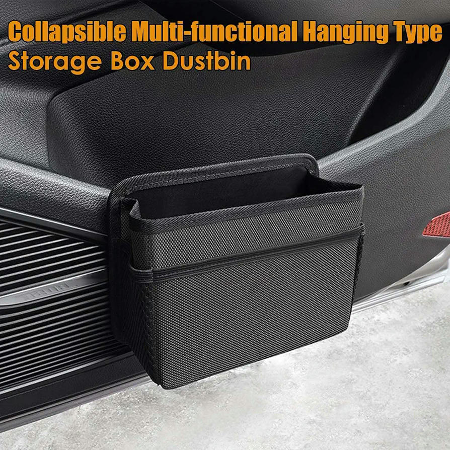 Cubo de Basura Plegable Portátil para Coche, Impermeable y a Prueba de Fugas, Incluye Bolsa de Basura - Color Verde Militar