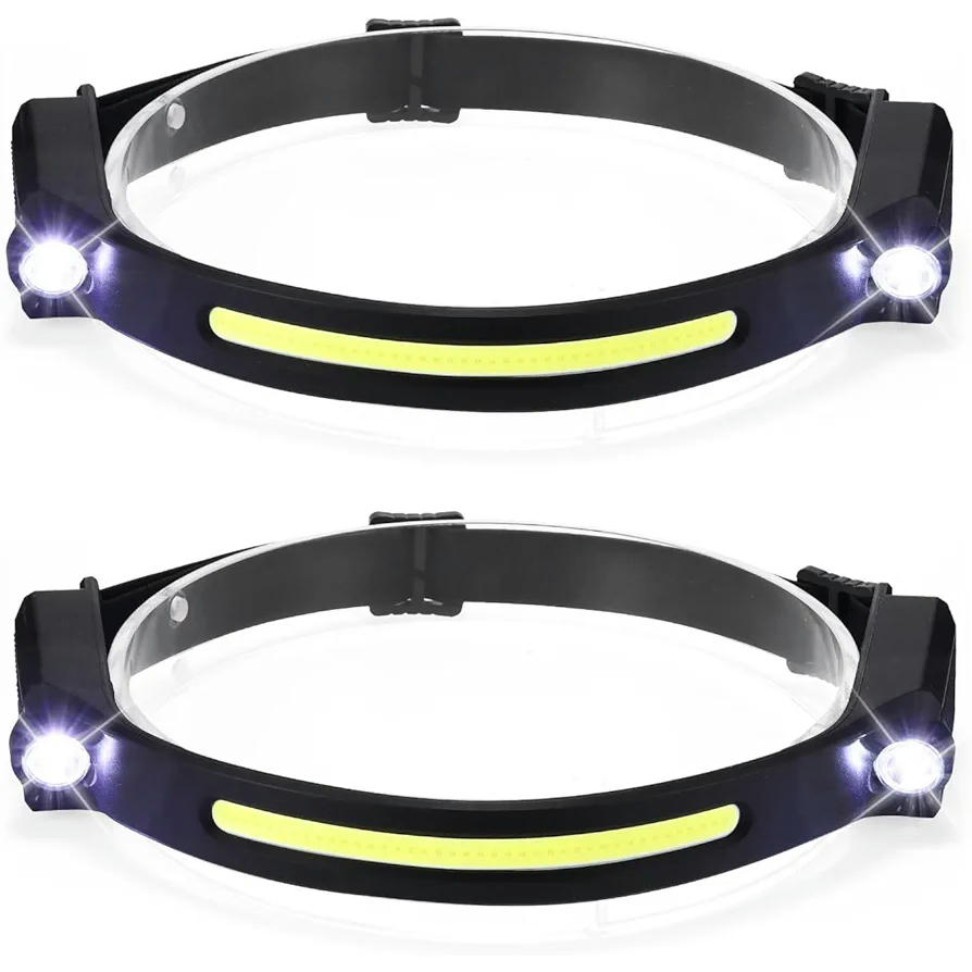 Linterna frontal LED recargable, 2 linternas superbrillantes con sensor de movimiento, 5 modos de iluminación, diadema impermeable, ideal para camping, correr, pesca y ciclismo