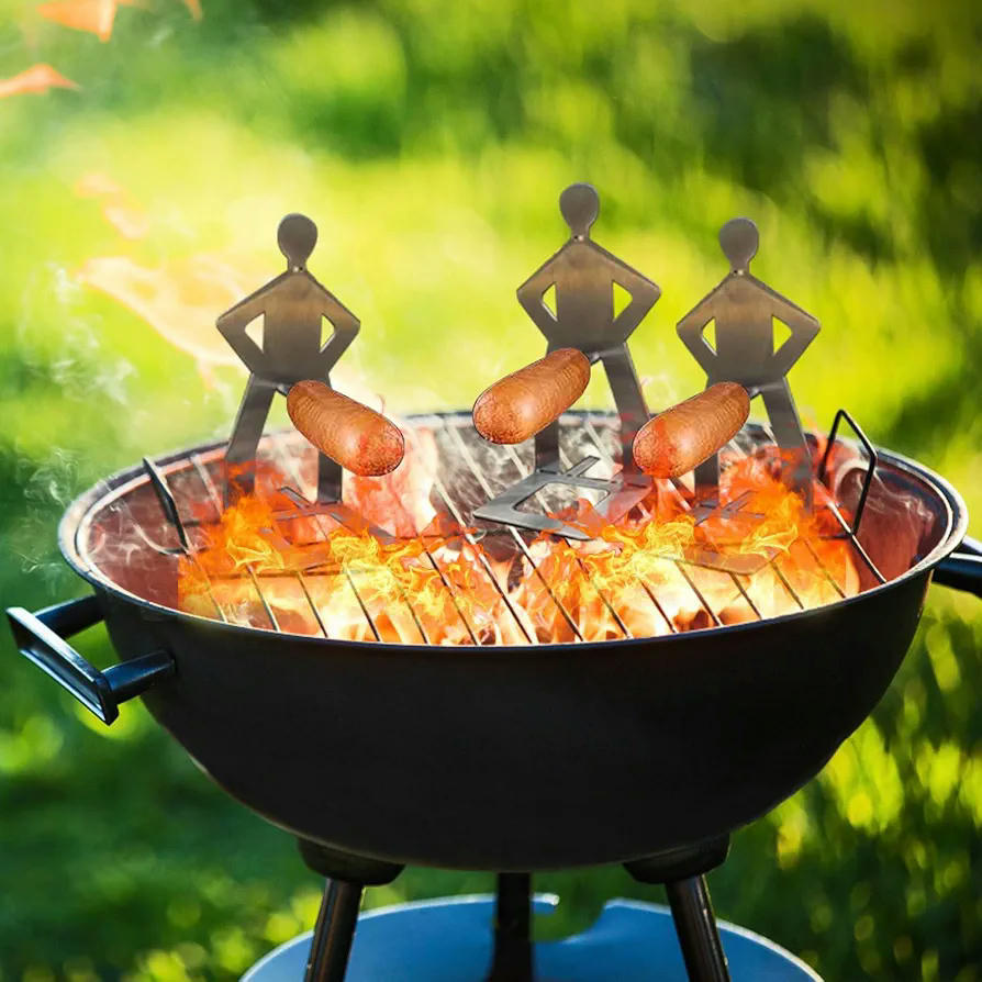 Soporte Portátil para Salchichas, Hot Dog Gracioso, Parrilla de Acero Inoxidable, Herramientas de Barbacoa y Cocina, Ideal para Cocinar Frutas y Pasteles