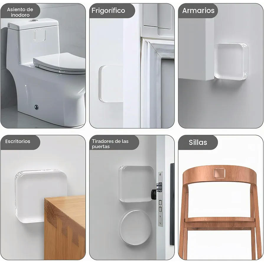 12 Piezas Topes De Puerta Transparentes Autoadhesivos Cuadrados de Silicona