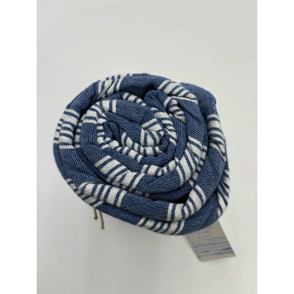 Pareo toalla Sena 95x180 azul oscuro con rayas blancas