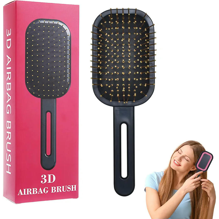 Cepillo Neumático Detangler Unisex para Rizos y Extensiones de Cabello (Negro)