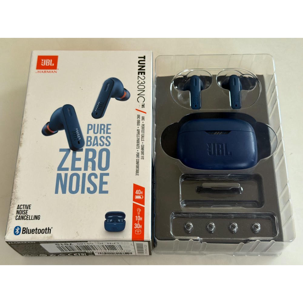 JBL TUNE 230NC TWS Auriculares inalámbricos In Ear True Wireless Bluetooth IPX4 con micrófono incorporado para música, deportes y llamadas, hasta 40h de batería, estuche de carga, azul