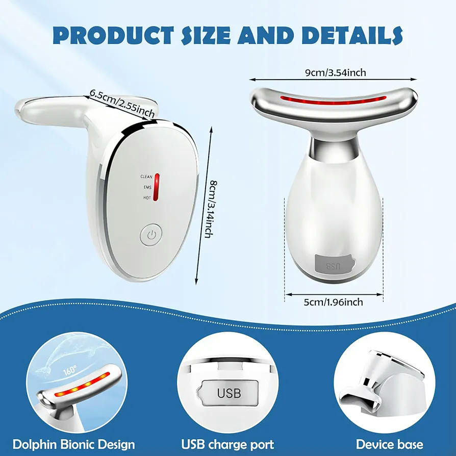 Masajeador Facial Multifuncional con Microcorriente y 7 Modos de Luz LED (Blanco)