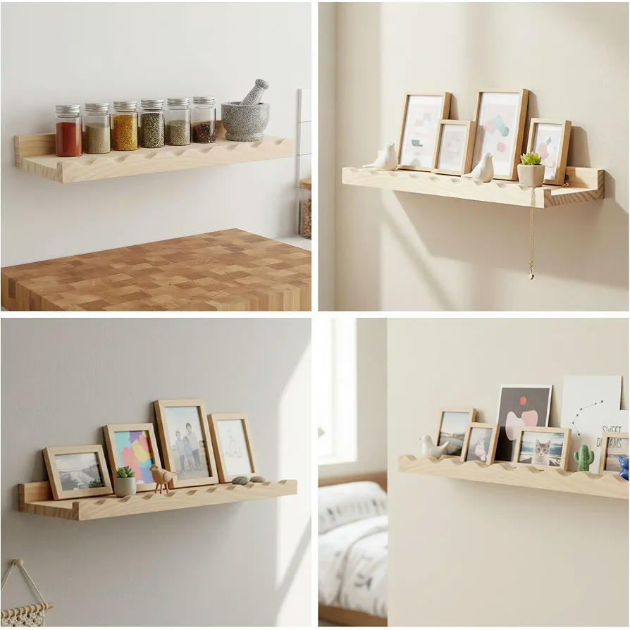 Baldas Flotantes de Madera, 40x10.7cm, Estantes de Almacenamiento Decorativos para Salón, Cocina y Oficina (Marrón)
