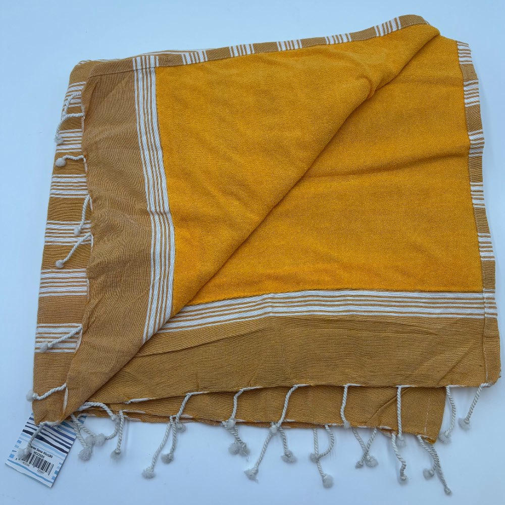 Pareo toalla Sena 95x180 amarillo con rayas blancas