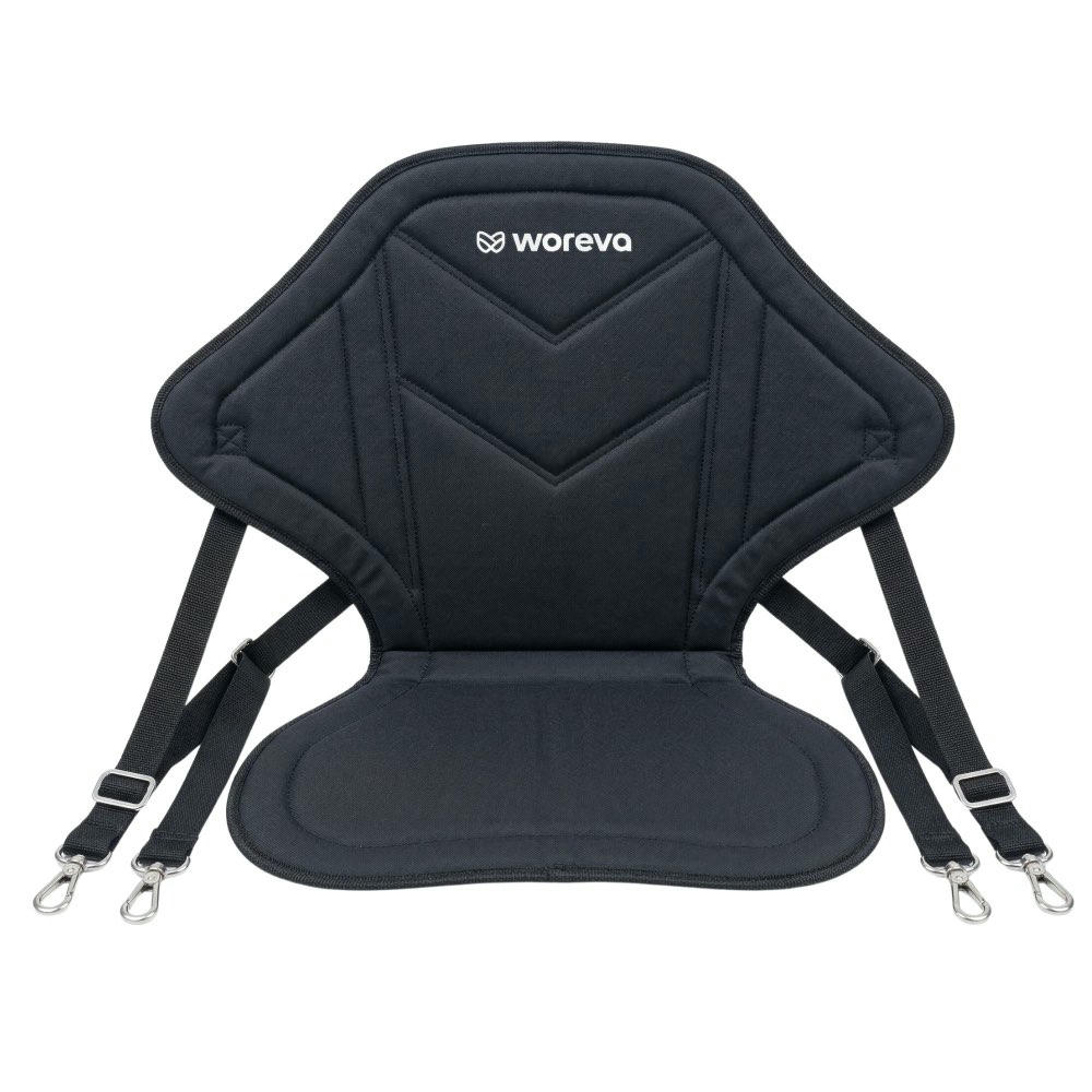 WOREVA Asiento para Paddle Board para remar estilo Kayak, Silla Plegable, Cojín de Respaldo, Material Resistente al Agua (Color Negro)