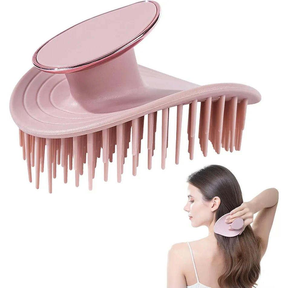 Cepillo Masajeador de Silicona Suave para Cuero Cabelludo, Uso Seco y Húmedo, Ergonómico para Todo Tipo de Cabello (Rosa)