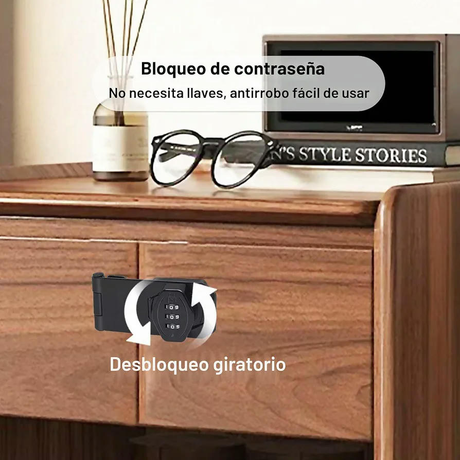Candado de Combinación Negro de 10 cm para Cajones y Muebles con Código de 3 Dígitos y Destornillador Incluido