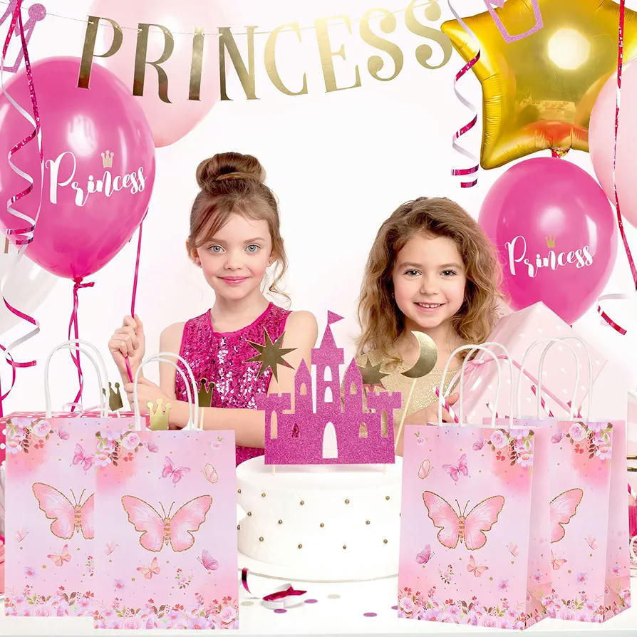 10 Bolsas de Regalo con Forma de Mariposa (15 x 8 x 21cm) para Fiestas y Celebraciones (Rosa)
