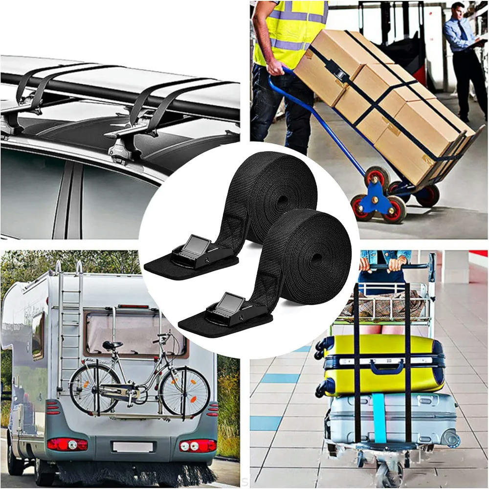 Paquete de 4 correas de amarre, correas robustas con hebilla ajustable, 25 mm x 1 m, para transporte seguro en vehículos y bicicletas