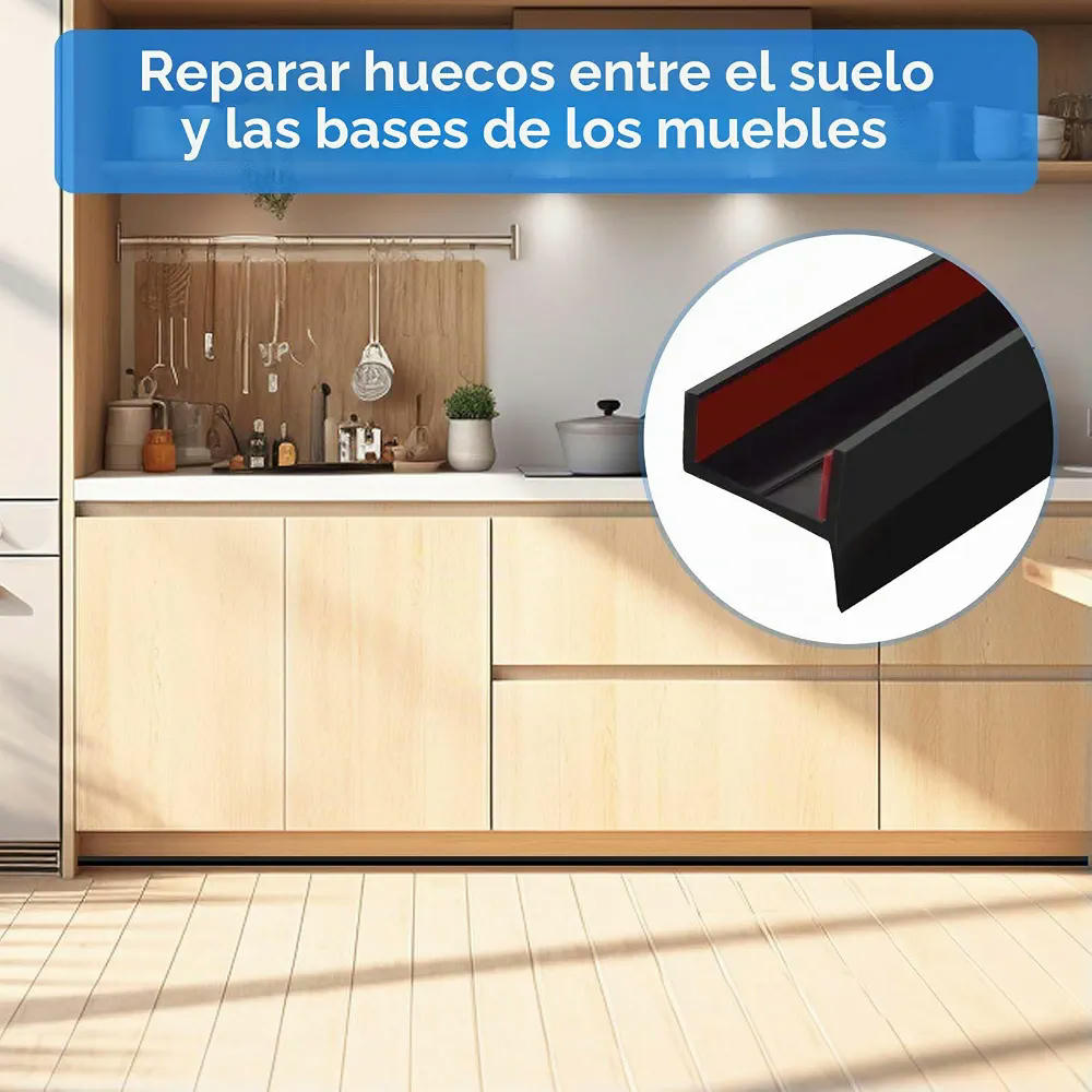Junta de Perfil de Zócalo de Cocina de Caucho de Silicona, 3 metros, Ideal para Zócalos de 15 mm a 18 mm (Blanco)