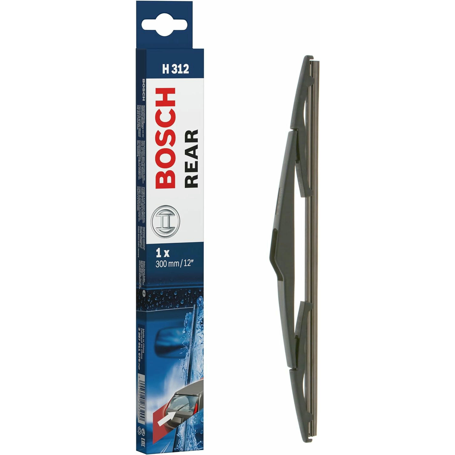 Escobilla limpiaparabrisas Bosch Rear H312, Longitud: 300mm – 1 escobilla limpiaparabrisas para la ventana trasera