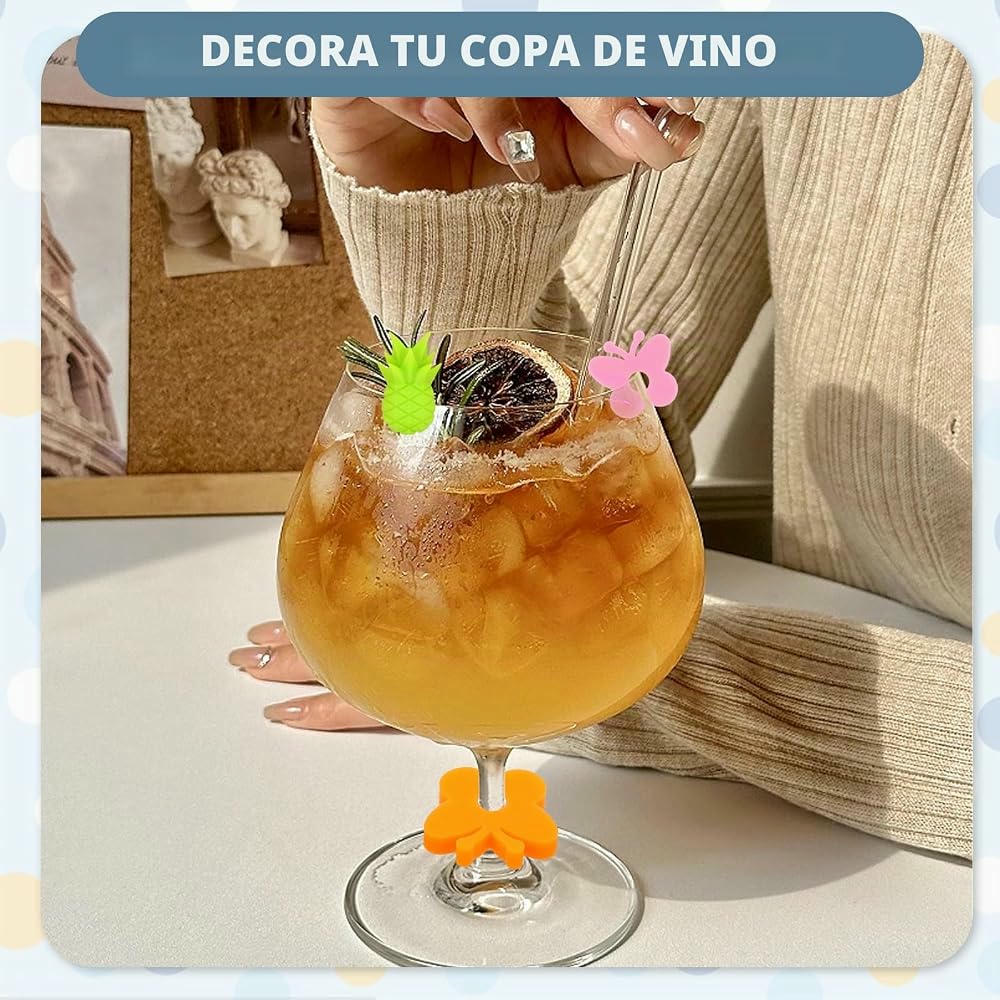 Marcadores de Copas Vistosos, 68 Piezas Reutilizables de Silicona para Vino, 6 Formas Creativas para Fiestas y Uso Diario (Multicolor)