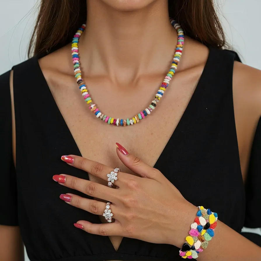 Cuentas de Plástico, 500 Piezas de Gemas Irregulares para DIY, Multi-Colores con Cordón de 5 Metros para Collares y Pulseras (Multicolor)