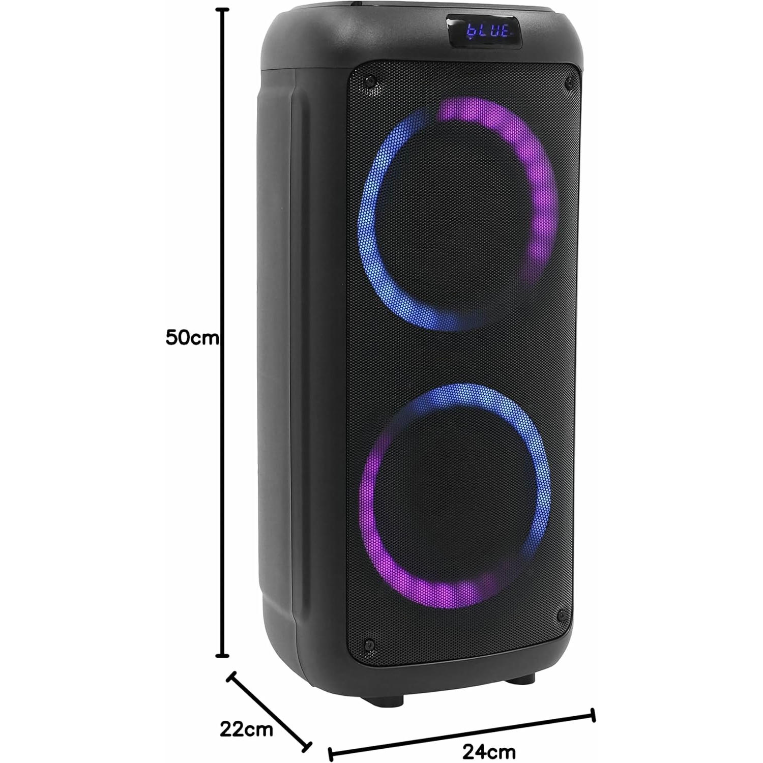 BoomTone DJ Boomaster 300 Altavoz Bluetooth luminoso LED portátil potente 250W, Altavoz Karaoke, Bluetooth inalámbrico, TWS, Recargable USB, sintonizador, lector USB/tarjeta SD.