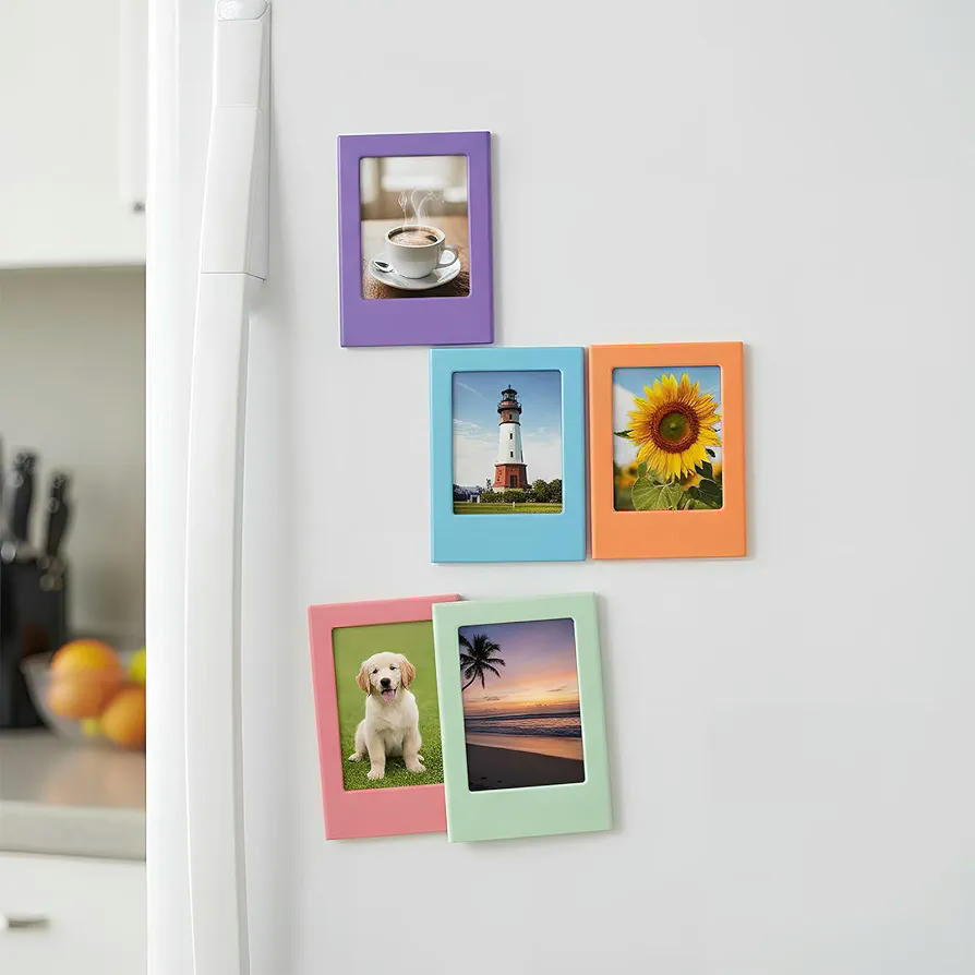 10 Piezas Mini Marco de Fotos Magnético de 3 Pulgadas, Colorido y Creativo para Decorar Superficies Metálicas (Multicolor)