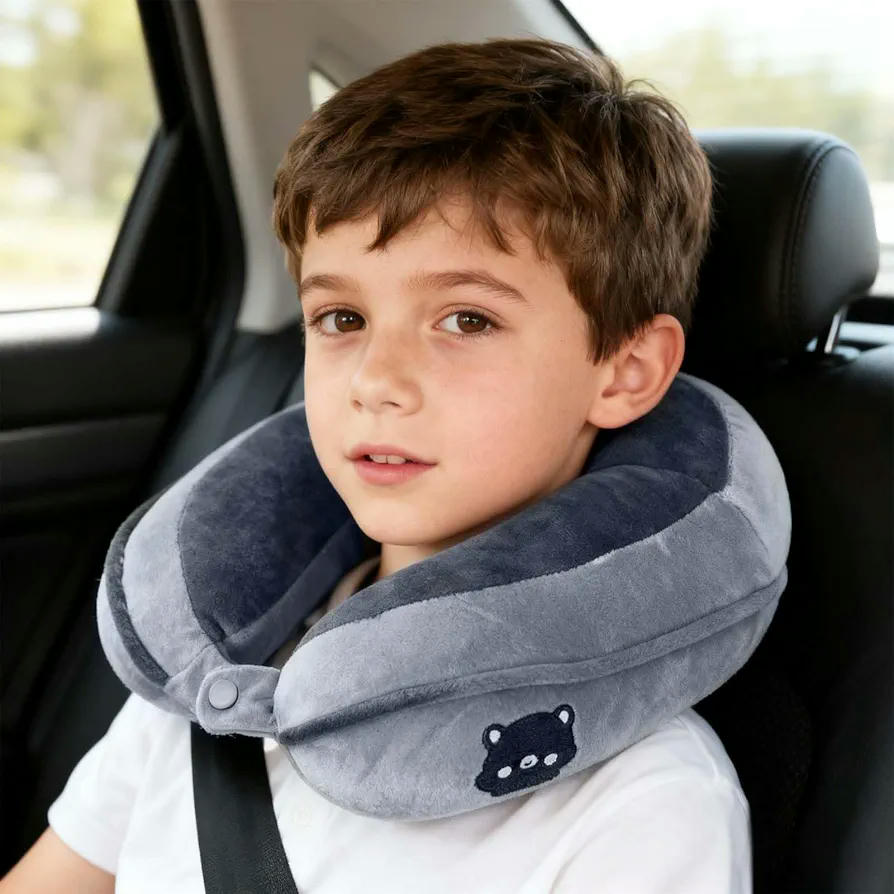 Almohada Cervical de Memory Foam en Forma de U para Viajes, Coche, Trabajo y Siestas Cómodas (Gris)