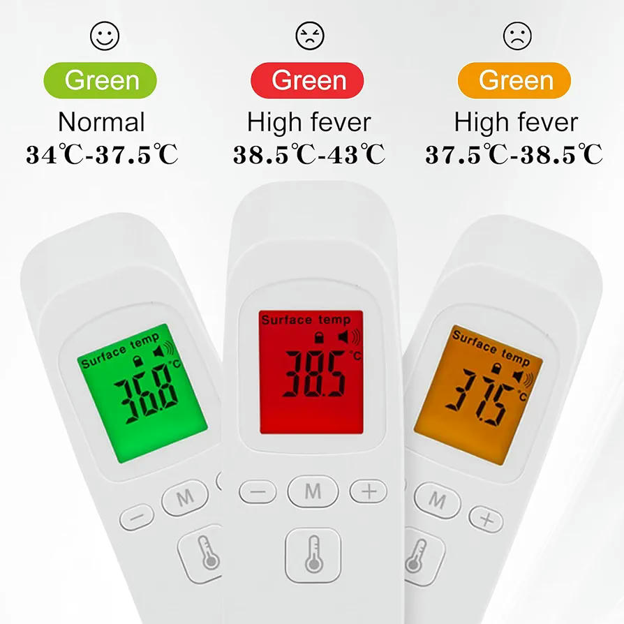 Termómetro Digital Infrarrojo para Bebés y Adultos con Función de Silencio y Alarma de Fiebre (Blanco)