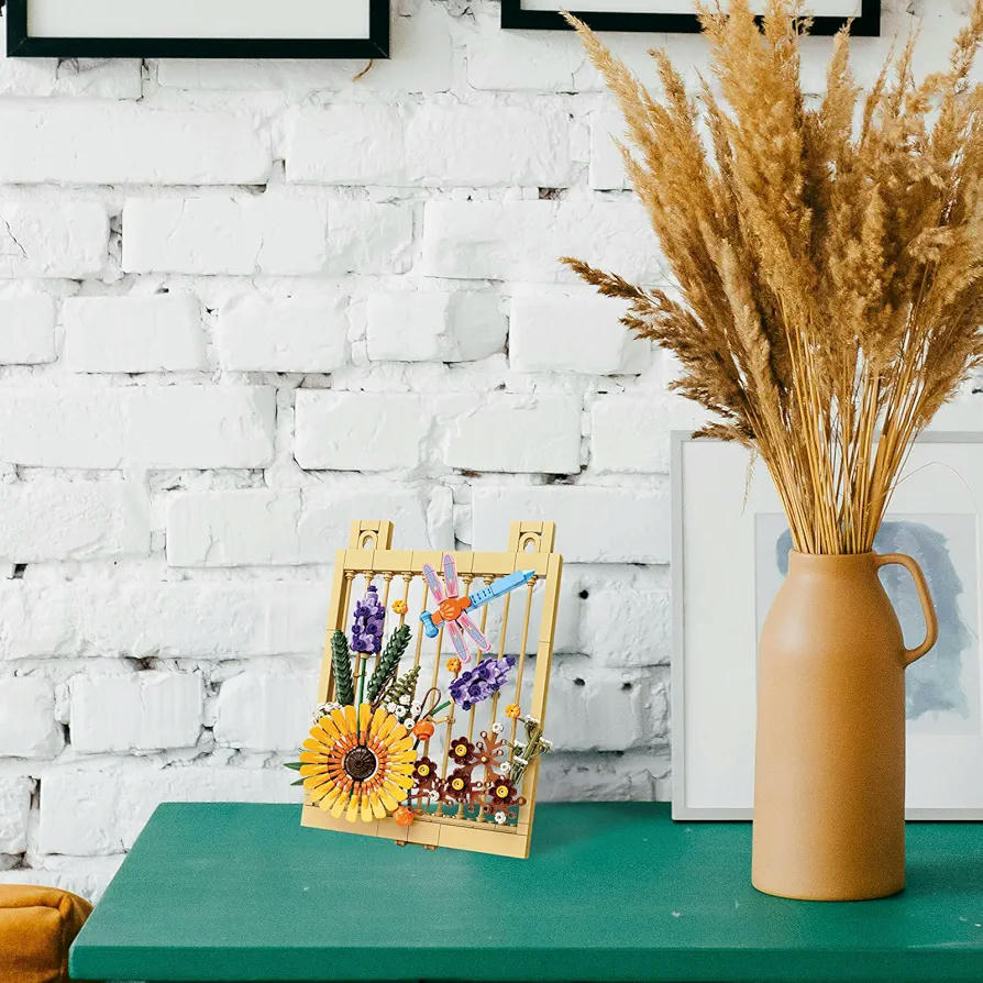 Juego de bloques de construcción de flores, 444 piezas, girasoles e insectos, decoración para hogar y oficina, regalo para amantes de la naturaleza, a partir de 6 años