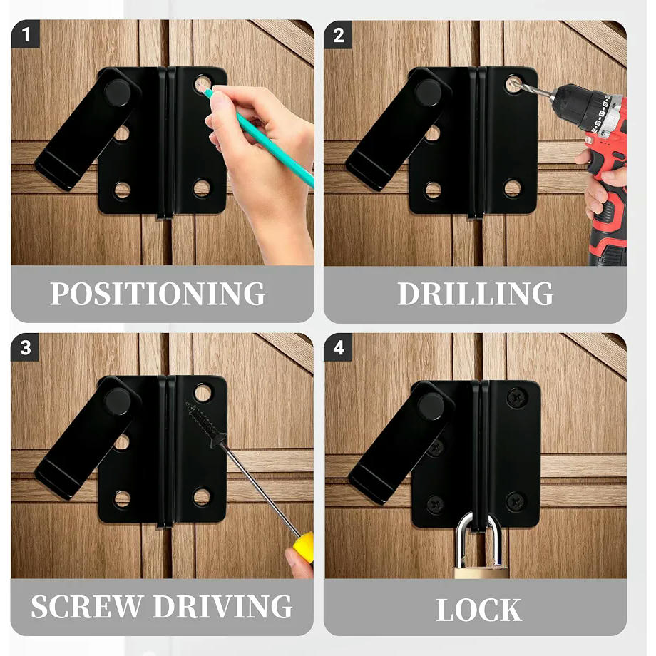 Pestillos Para Puertas, 2 Piezas, Diseño Bloqueable De 270° Para Ventanas Y Puertas (Negro)
