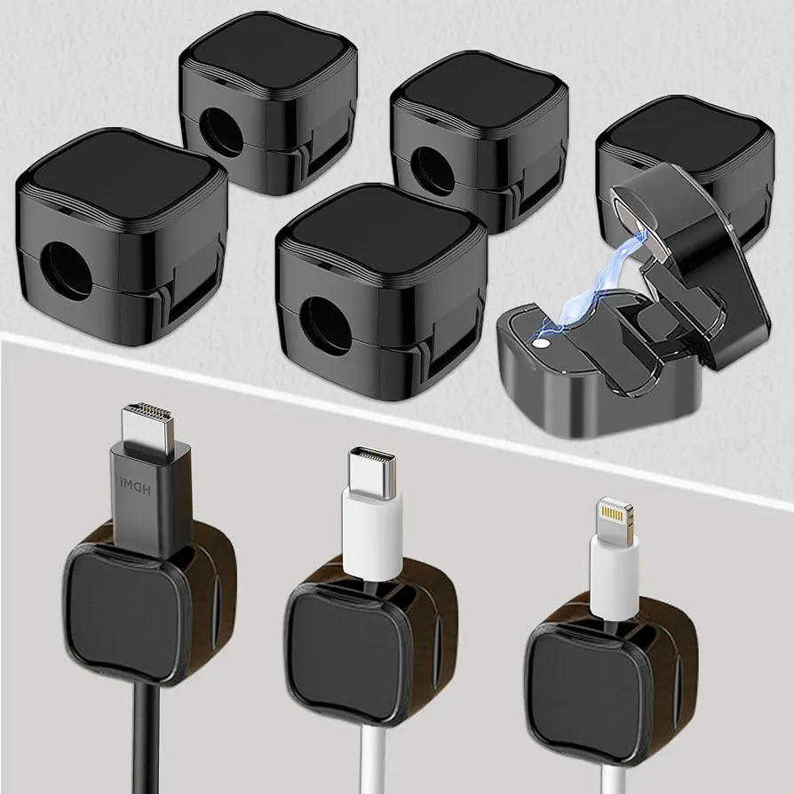 Organizador de Cables Magnético para Escritorio y Mesitas de Noche (Negro)
