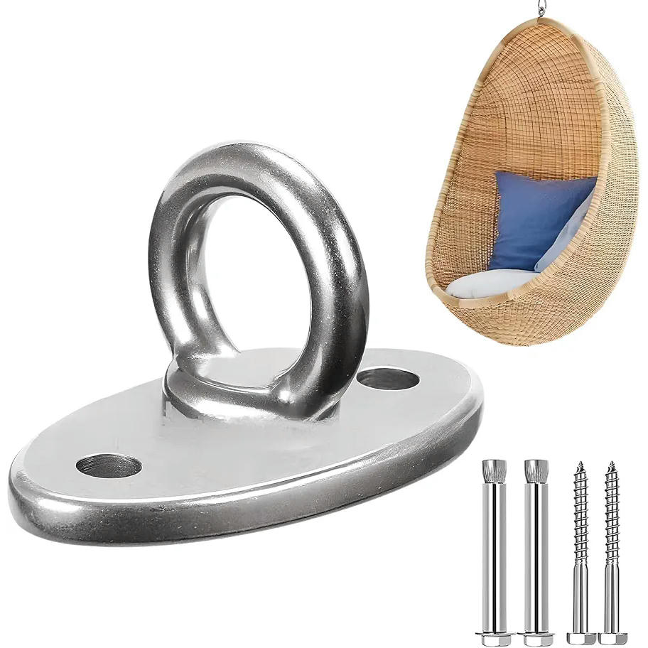 Gancho de Techo Resistente de Acero Inoxidable, Placas de Ojo M8 para Suspensión en Gimnasio y Hogar (Plateado)