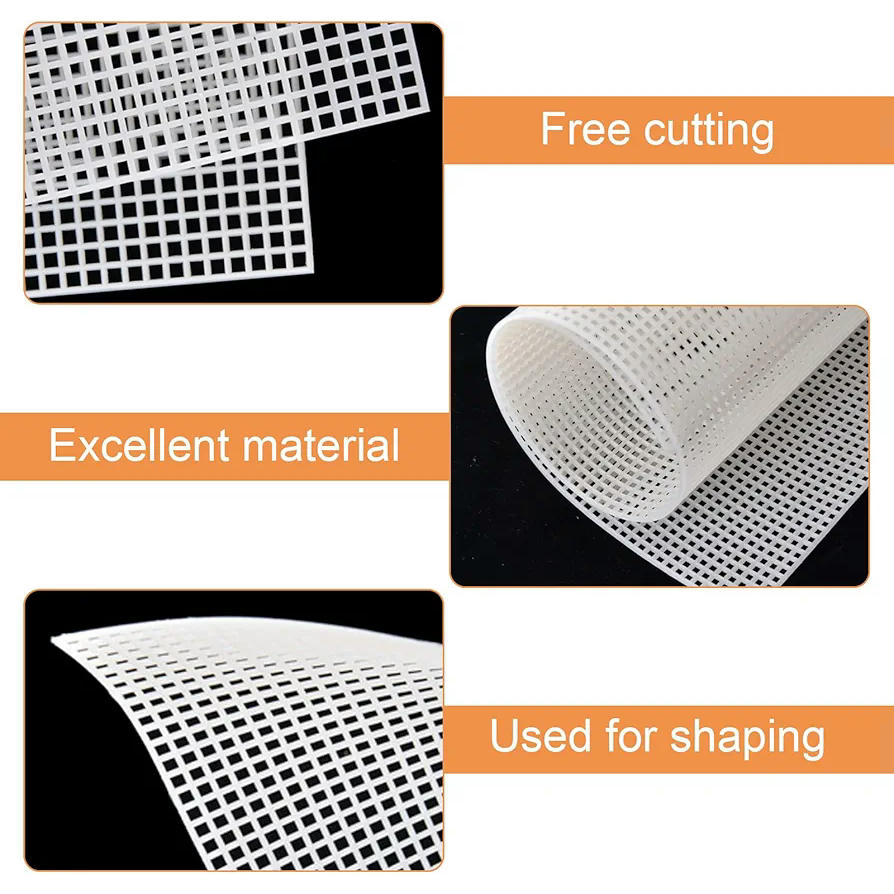 Hojas de lona de plástico, 6 unidades, 34 x 26 cm, tela de malla blanca para bordados y manualidades, color blanco