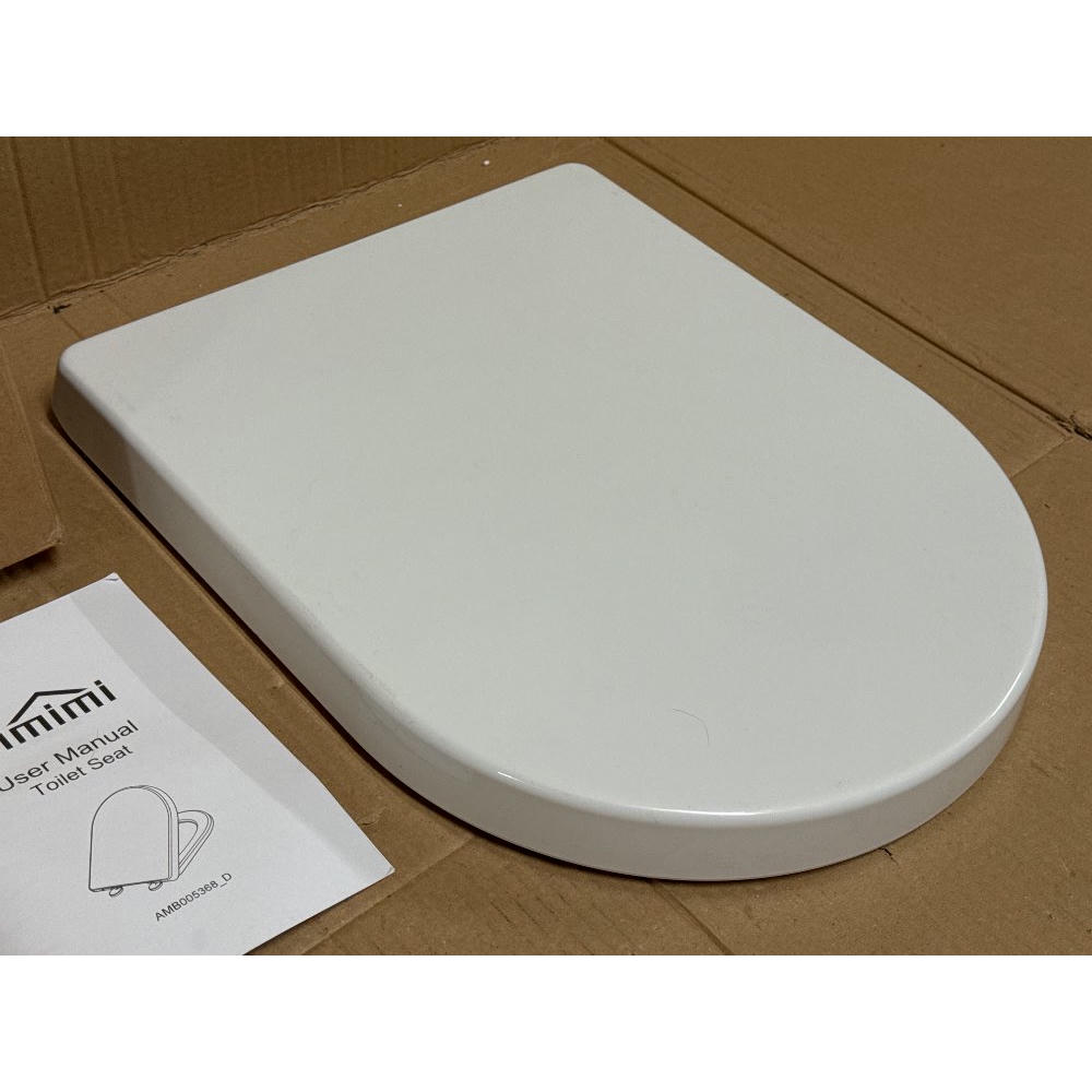 Himimi Tapa WC Universal, Asiento para Inodoro, Asiento de Inodoro en Forma de D, Tapas de Water Cierre Suave Lento, Bisagras Ajustables, Desmontaje Rápido, Fácil de Limpiar(450 x 361 x 53 mm)