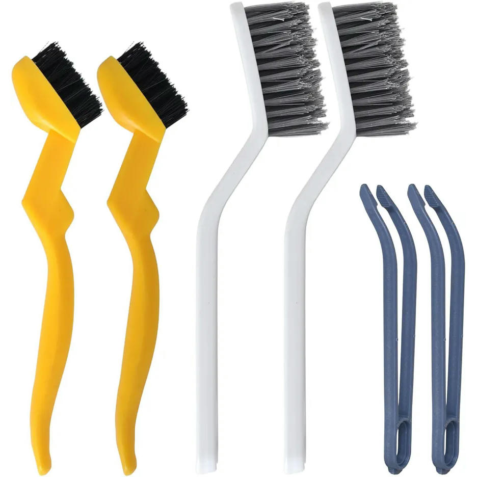 Set de 6 cepillos de limpieza multifuncionales, cepillos para juntas de cerdas duras, herramientas de limpieza para rincones y espacios estrechos en hogar y cocina