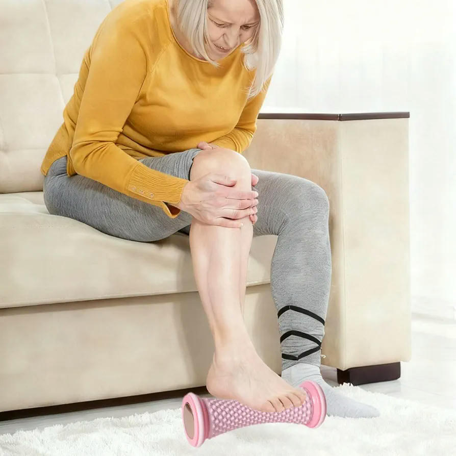 Juego de 2 Rodillos de Masaje para Aliviar la Fascitis Plantar y Relajar los Pies (Rosa)