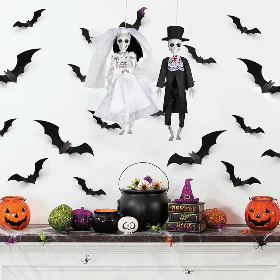 2 Figuras de Novios de Esqueletos Colgantes, Decoración Gótica para Halloween, Regalos de Boda, Estatuas de Esqueleto para Fiestas