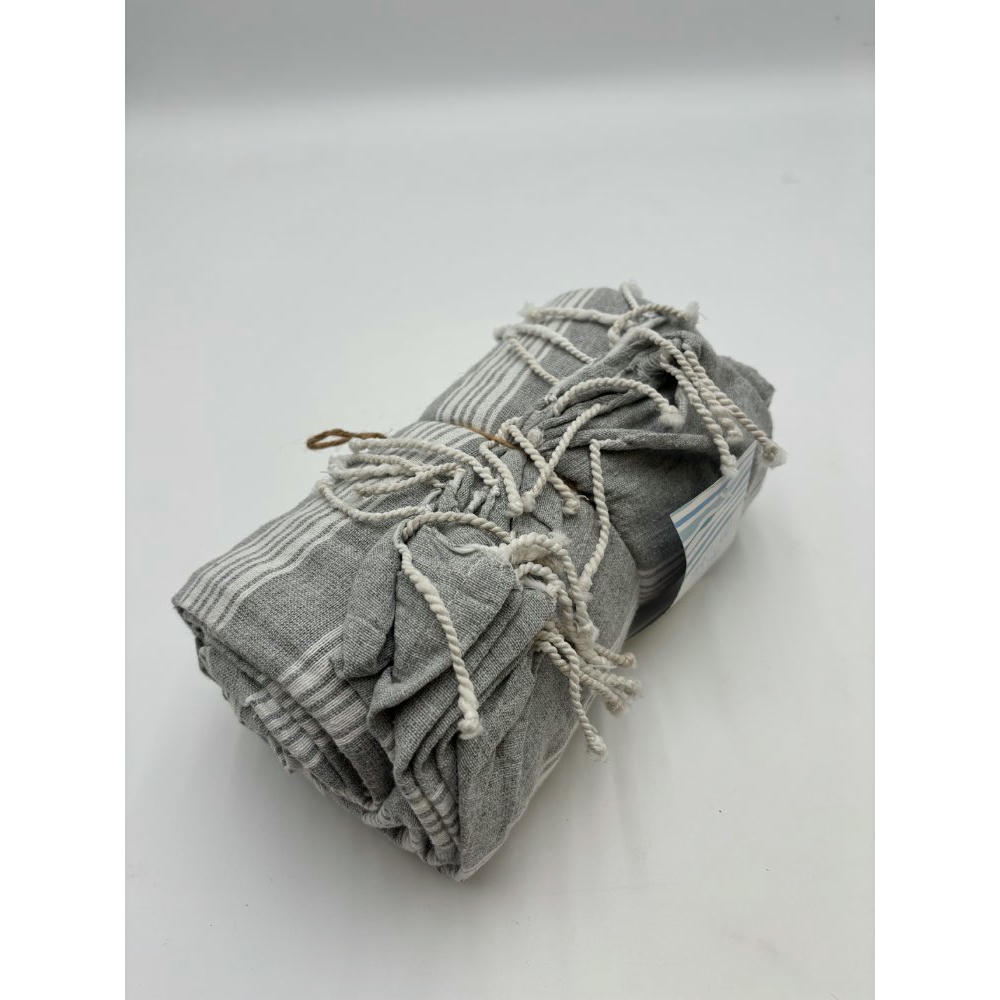 Pareo toalla Sena 95x180 Gris claro con rayas blancas