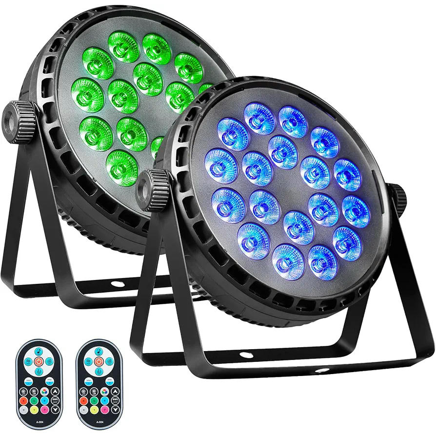 2 Proyectores Pares LED 80W RGBW 4-en-1 con Control DMX y Remoto para Iluminación Escénica