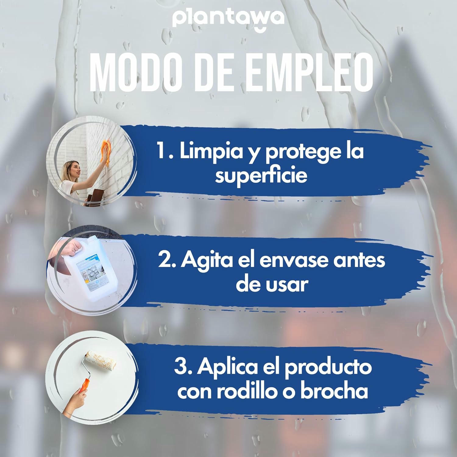 Plantawa Impermeabilizante Transparente. Hidrofugante Invisible, No Genera Película, Protección Total en Fachadas, Hormigón,Terrazas, Tejados. Repelente al Agua, waterproof (5 Litros).