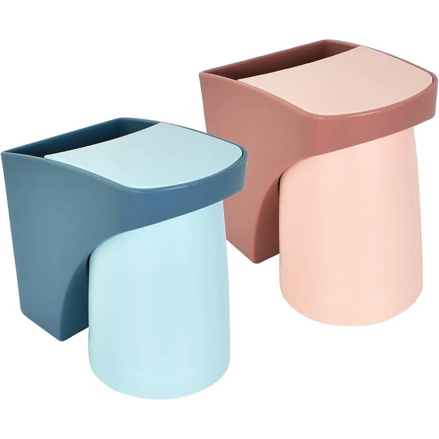 Magnetic Toothbrush Holder with Upside Down Cups - 2 Pieces in Red and Blue