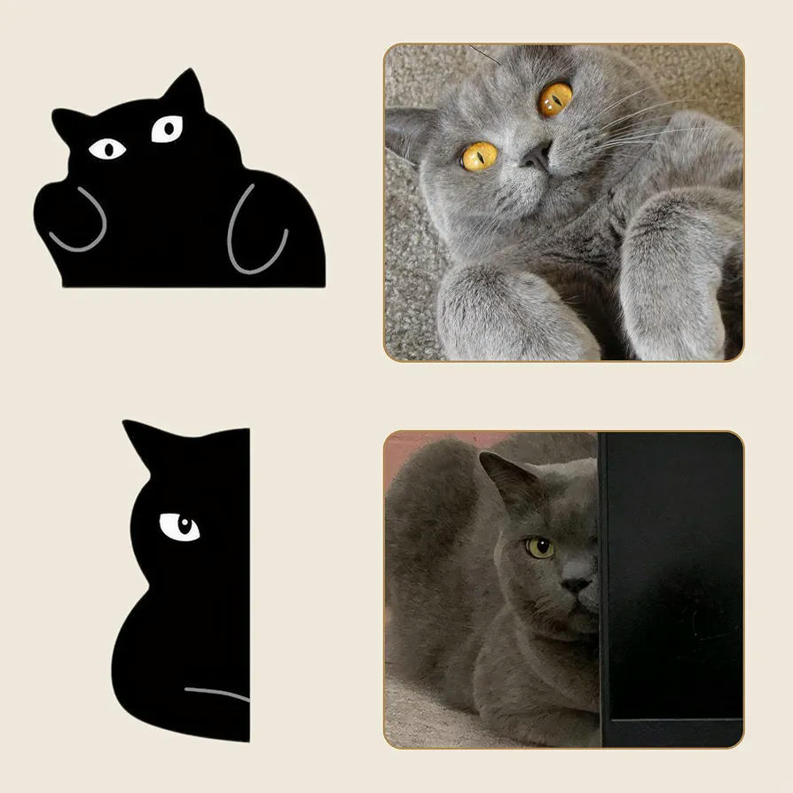 Marcapáginas magnéticos y de metal con diseño de gatos, 1 grande (Plateado) y 6 pequeños (Negro)