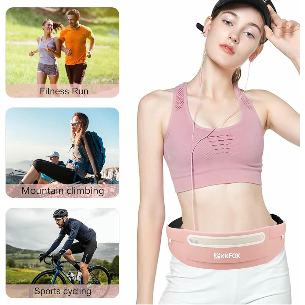 Riñonera Running, Cinturón de Correr Impermeable para Mujer y Hombre, Riñonera Deportiva Elástica para Smartphone, Ideal para Correr, Gimnasio y Actividades al Aire Libre (Color Rosa)