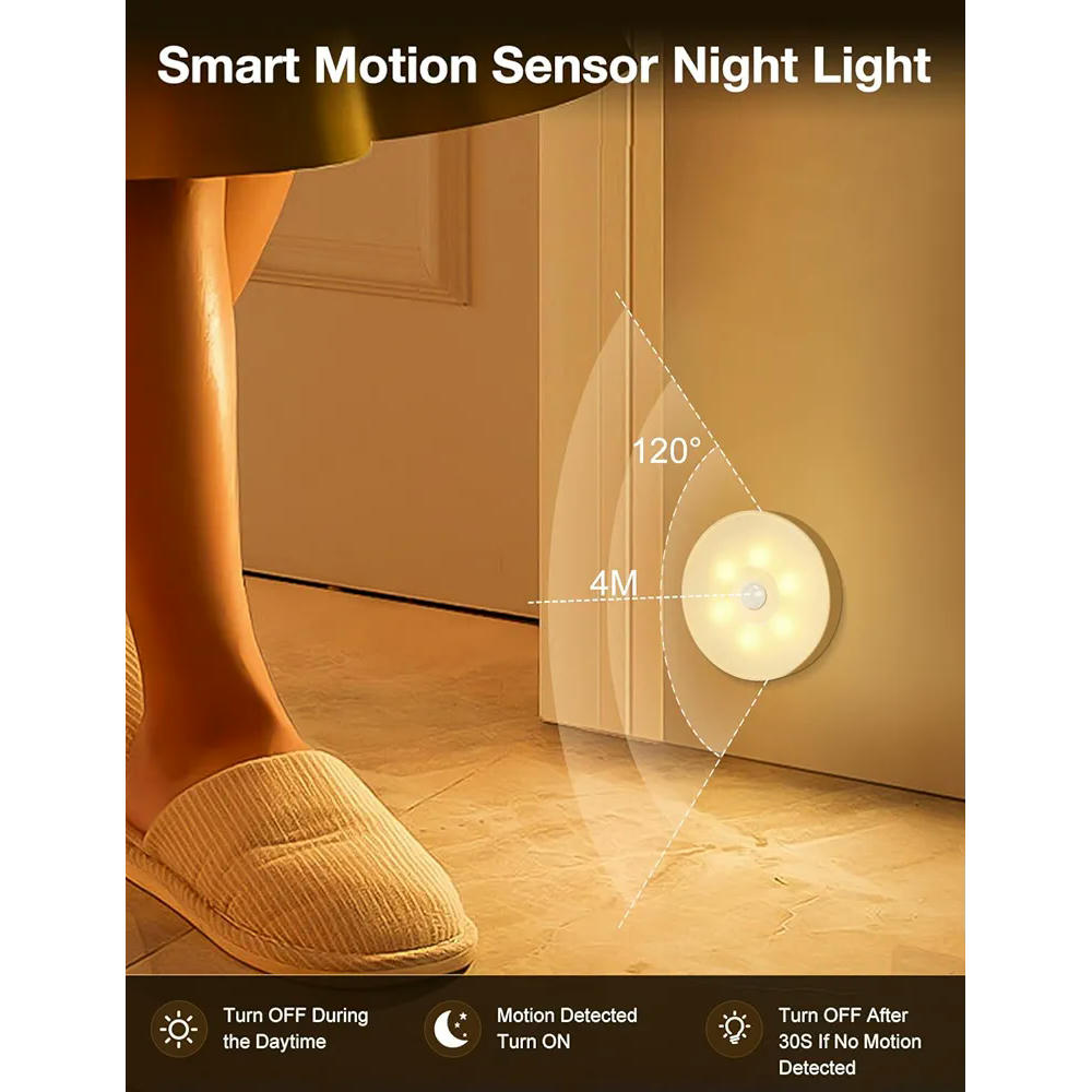 Paquet de 8 llums LED nocturnes amb sensor detector de moviment, 8 unitats, recarregable per USB, modes automàtic i manual, ideal per a escales i armaris