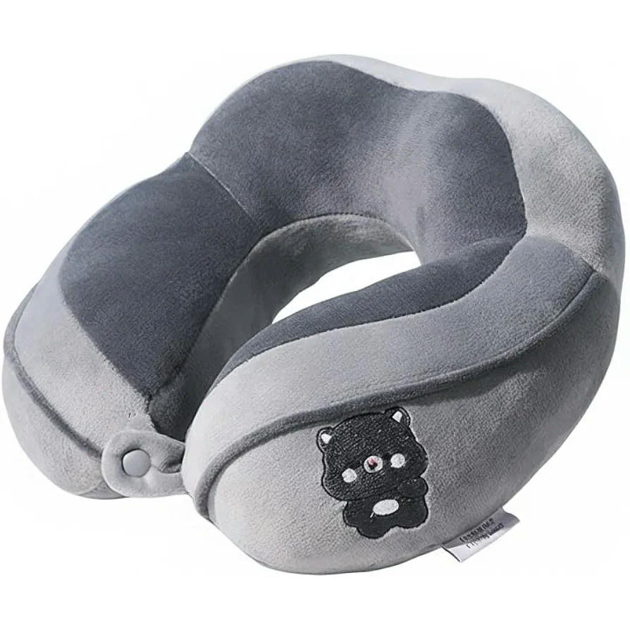 Almohada Cervical de Memory Foam en Forma de U para Viajes, Coche, Trabajo y Siestas Cómodas (Gris)