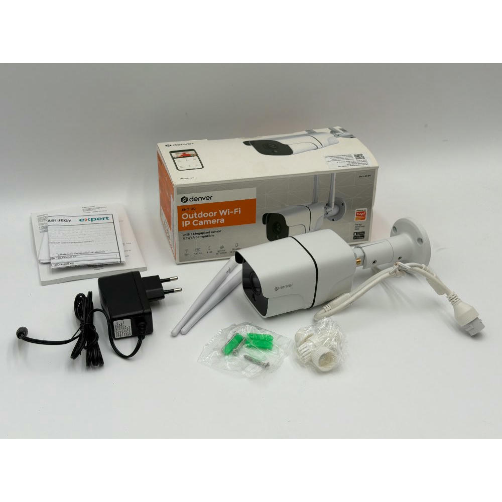 Denver Cámara de vigilancia Wi-Fi Inteligente para Exteriores SHO-110. Cámara Domo IP. Sensor de Movimiento. Compatible con Tuya. Audio bidireccional.