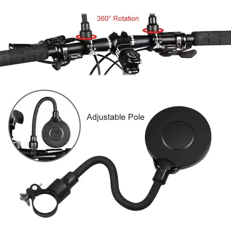 1 Par de Espejos Retrovisores para Bicicleta, Ajustable 360° con Espejo Convexo, Compatible con Manillares de 20mm a 30mm, Visión Trasera Segura y Clara