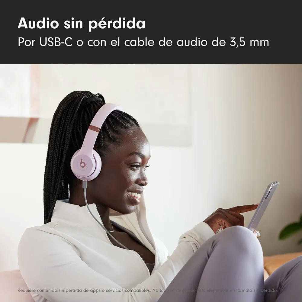 Beats Solo 4 - Auriculares Wireless Bluetooth on-Ear, compatibles con Apple y Android, con hasta 50 Horas de batería - Rosa algodón