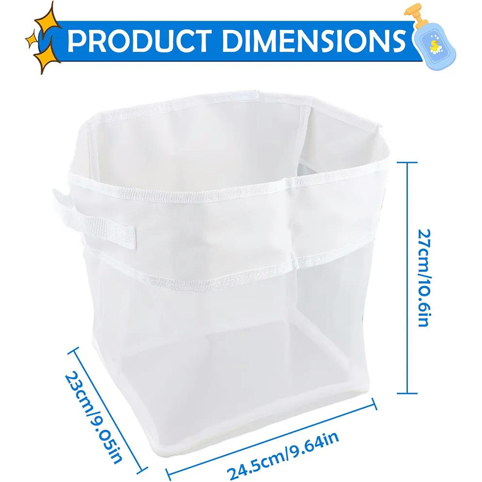 Bolsa de Almacenamiento para Juguetes de Baño de bebé, Red de Malla, Organizador Rectangular, Color Blanco, Incluye Pelota de Baño (Blanco)