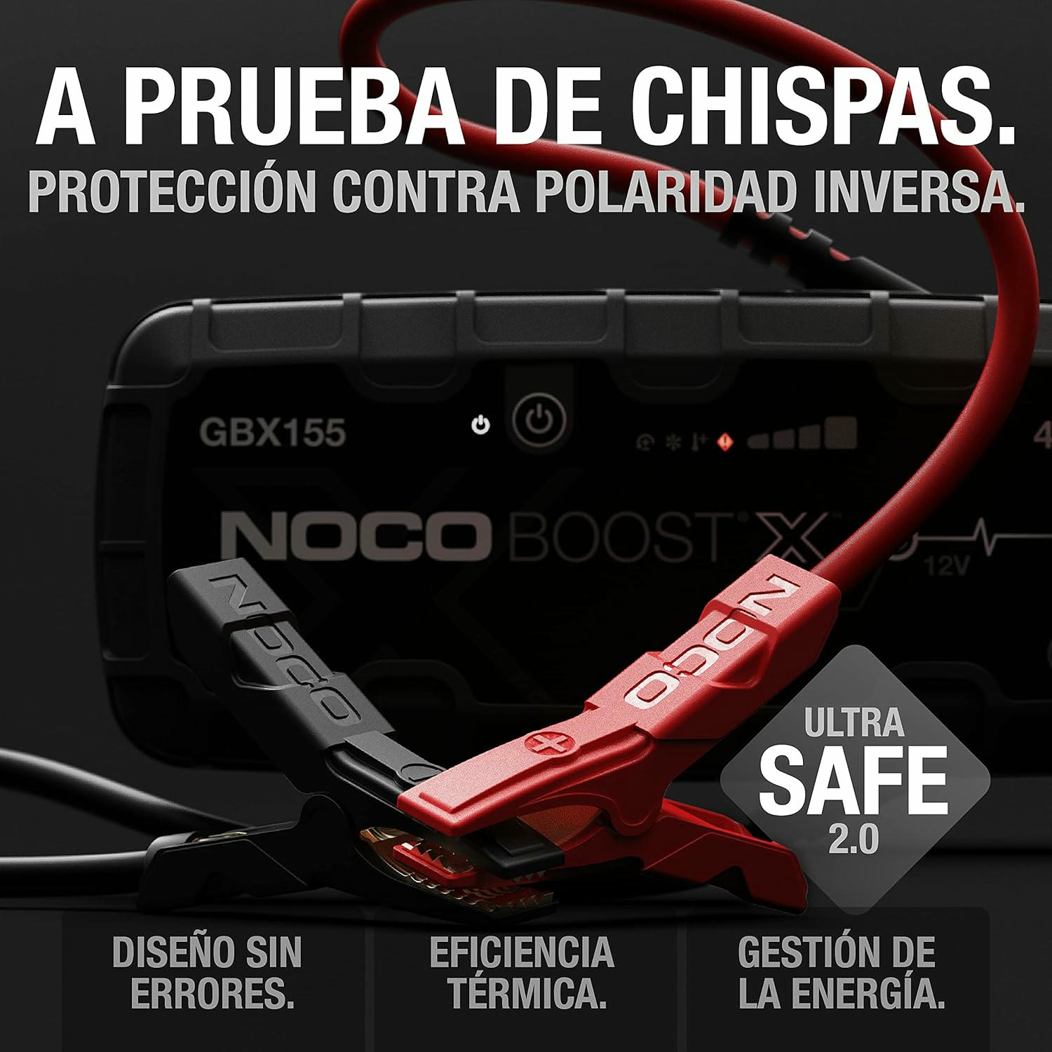 NOCO Boost X GBX155, Arrancador de Batería de Coche 4250A, Booster de Bateria Portátil y Cables de Arranque Profesionales para Motores de Gasolina de hasta 10,0 litros y Diésel de 8,0 litros