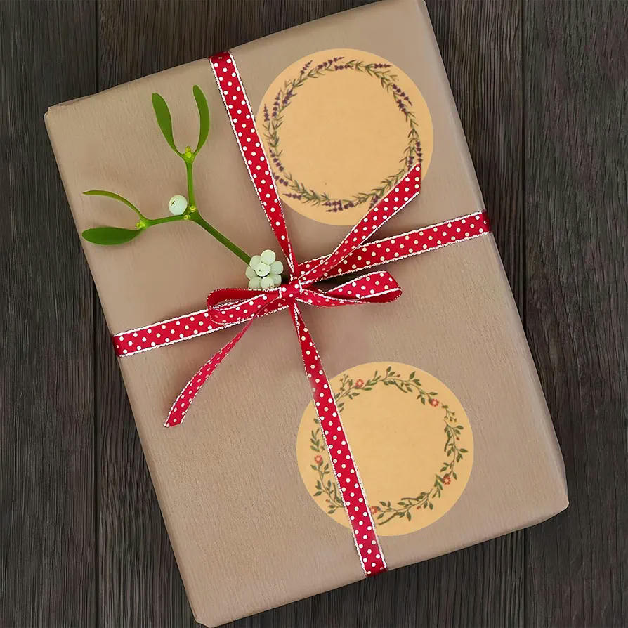 500 Piezas Etiquetas Adhesivas de Papel Kraft Multiusos para Regalos y Manualidades (Marrón)